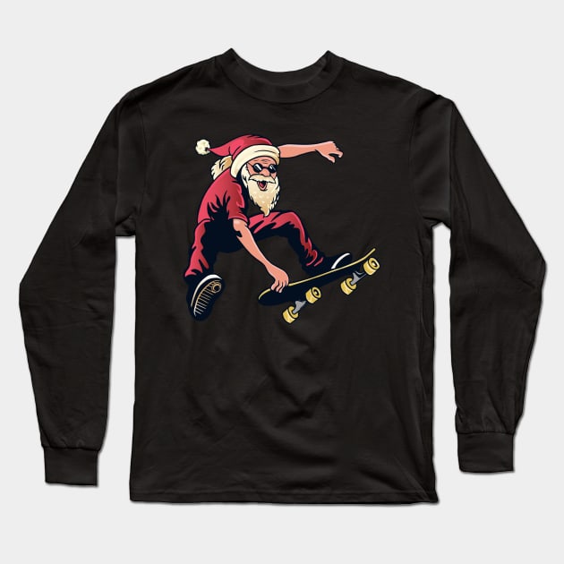 go skateboarding day with santa Long Sleeve T-Shirt by piggybankstudio